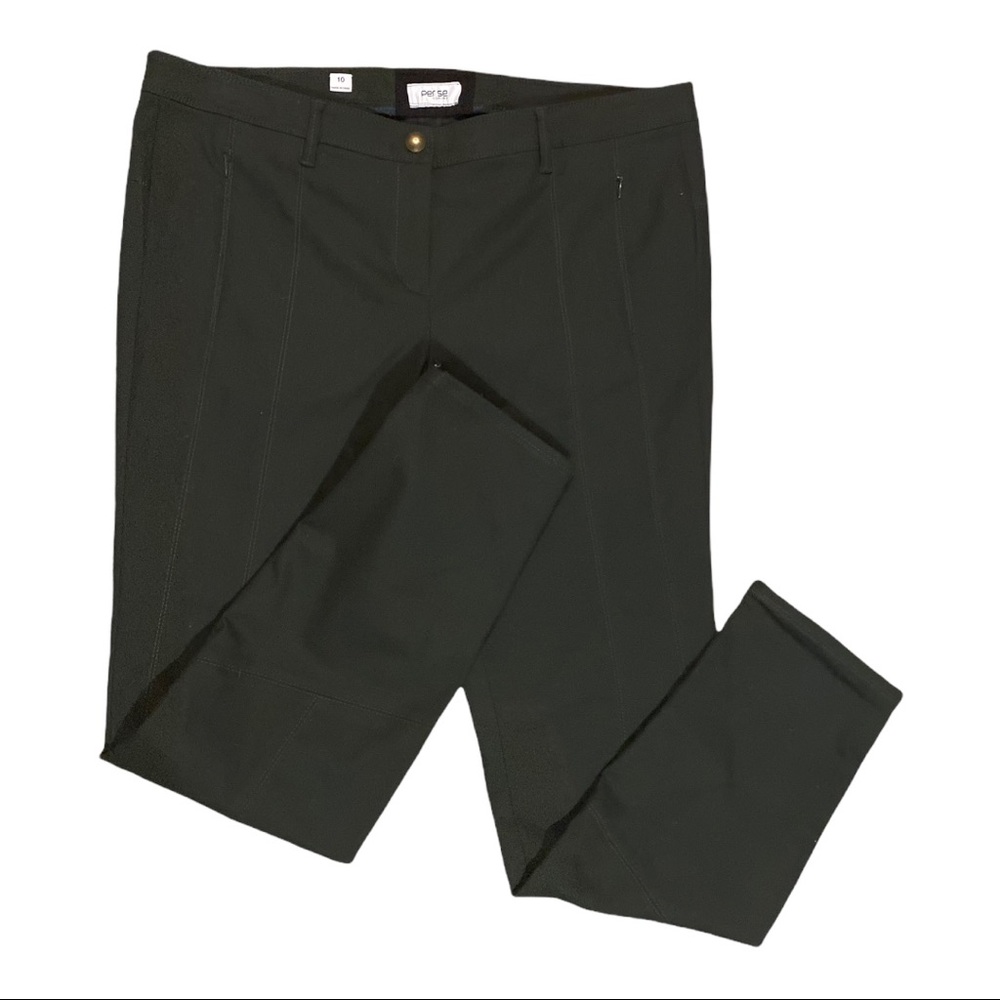 Per Se by Carlisle Size 10 Black Pants Cotton Zipper Pockets Textured 29" Inseam